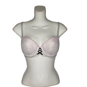 Victorias Secret Bra Womens 34C Dream Angels Demi Double Push Up Pink Lace Bow